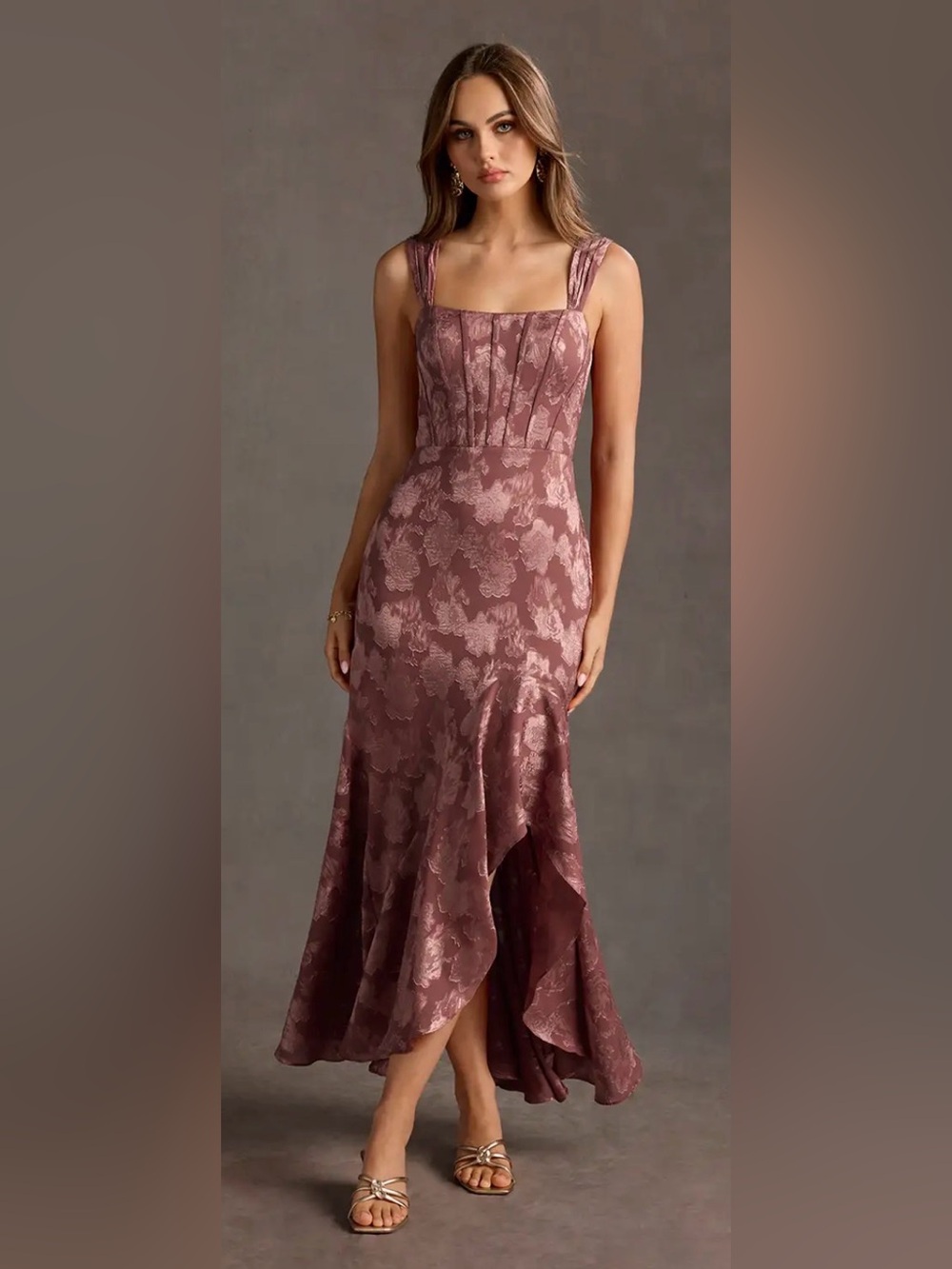 Azazie Rose-Mauve Jacquard gorgeous wedding guest High-Low Dress